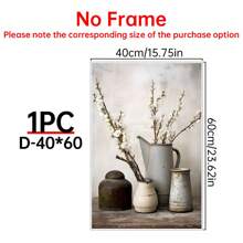 1 幅带框复古油画帆布印刷海报，椅子上的喷壶帆布墙艺术，艺术品壁画适用于浴室卧室办公室客厅墙壁装饰，家居装饰 - 彩色 - 查看 37