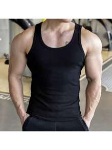 KIT 2/KIT3 Men's Tank Top In Ribbed Knit Ameritcana Rib Black And White - 米色 - 查看 3