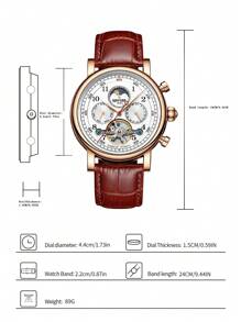 KINYUED Automatic Mechanical Watch Business Men's Watch Multi-Function Mechanical Watch Gentleman Style Men's Watch - 玫瑰金 - 查看 4