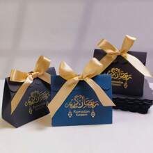 10 sztuk Ramadan Mubarak Cukierki Prezent Pudełko Eid Czarno Białe Opakowanie Pudełko Ramadan Dekoracja 2025 Islam Muzułmanie Świąteczne Artykuły Imprezowe