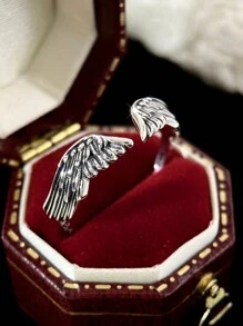 1Pc Originele Echte 925 Sterling Zilveren Prachtige Vleugel Verstelbare Ringen Voor Vrouwen Meisjes Dames Sieraden Dating Cadeau Fijne Sieraden