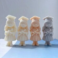 Small Size Graduation Girl Boy Figurine Silicone Candle Mold Female Graduate Statue Silicone Molds Graduation Gift - Pink - View 7