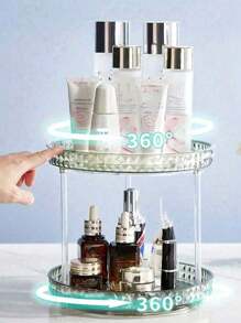 3-Tier 360° Rotating Storage Rack, Multifunctional Desktop Organizer, Cosmetics/Bathroom/Kitchen Storage Shelf, Display Stand