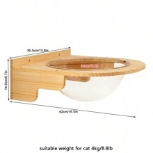 1 件透明猫吊床，太空舱壁挂式猫床，适合攀爬、玩耍和休息，最大承重 13.6 公斤（30 磅） - 杏色 - 查看 9