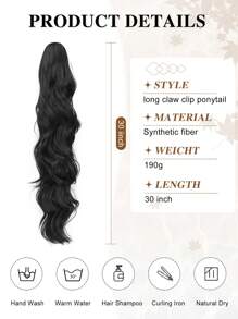 Ponytail Extension, 30" Claw Clip In Ponytail Extensions Long Curly Wavy Ponytail Hair Extension For Women Fluffy Natural Looking Synthetic Hairpiece For Daily And Party Use