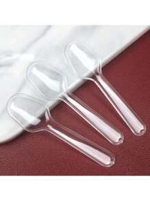 500pcs Transparent Dessert Spoon, Cake Spoon, Pudding Spoon, Ice Cream Spoon, Suitable For Home, Party Supplies, Flatware Set,Kitchen,Christmas Gift - Transparent - View 2