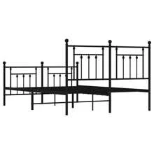 Stylish Black Metal Bed Frame With Footboard For 140x200cm Mattress Support - Black - View 7