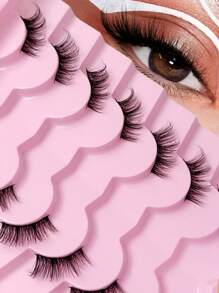 7 Pairs Rikuaild Soft & Natural Cat Eye False Eyelashes, Fluffy & Wispy Eyelash Extensions - Natural Lashes - View 1