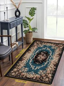 1pc Bohemian Vintage Design Area Rug, Padrão Geométrico Poliéster Grosso Loop Pile Retangular Fácil Cuidado Lavável Antiderrapante Backing Carpet Para Sala de Estar, Corredor, Cabeceira, Sala de Estar, Quarto, Escritório, Cozinha, Decoração de Casa de Fazenda