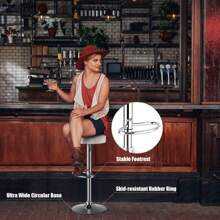 Set Of 2 Round Bar Stools Adjustable Swivel Counter Pub Chairs White