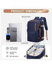 Mochila de viaje para mujeres, aprobada por aerolíneas, mochila deportiva casual impermeable de gran capacidad, ideal para viajes de trabajo, negocios, vacaciones, universidad, exterior, excelente regalo para mamá, papá, hija, amigo, Día de San Valentín, Año Nuevo, con tamaño de cabina de 40x20x25cm - Multicolor - Ver 5