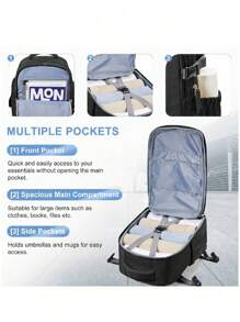 Mochila de viaje para mujeres, aprobada por aerolíneas, mochila deportiva casual impermeable de gran capacidad, ideal para viajes de trabajo, negocios, vacaciones, universidad, exterior, excelente regalo para mamá, papá, hija, amigo, Día de San Valentín, Año Nuevo, con tamaño de cabina de 40x20x25cm - Multicolor - Ver 9