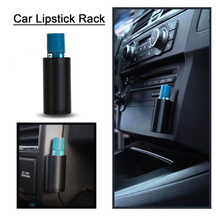 1/2pcs Mini Car Lipstick Holder Silicone Storage Rack, Portable Organizer Suitable For Cosmetics And Accessories - Black - View 1