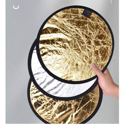 Phông nền chụp ảnh hai mặt Tấm phản quang nhỏ gọn, thiết bị chụp ảnh di động, tấm chiếu sáng gấp gọn - 30cm, màu vàng và bạc, hai mặt