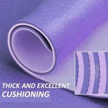 1pc 6mm Thick Yoga Mat For Women & Men, Fitness Exercise Pilates Pad For Home Gym - Purple - View 5