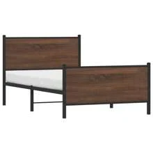 Elegant Brown Oak Metal Bed Frame 100x200 Cm Durable Design No Mattress Included - Brown - View 3