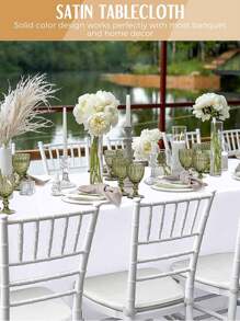 1 khăn trải bàn hình chữ nhật 145x260cm / 145x180cm vải lụa mịn dùng cho tiệc, ngày lễ, bữa tối, đám cưới, trang trí lễ kỷ niệm - Hồng - Xem 4