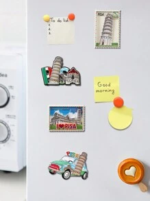 1pc 3D City Landscape Embossed Magnetic Fridge Sticker, Creative 3D Italy Travel Souvenir Magnetic Sticker, Creative Gift Souvenir Home Decor Craft Festival Gift Magnet - Multicolor - View 2