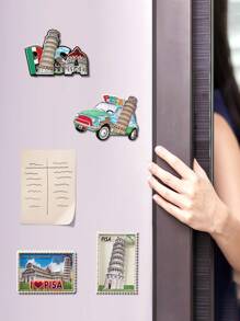 1pc 3D City Landscape Embossed Magnetic Fridge Sticker, Creative 3D Italy Travel Souvenir Magnetic Sticker, Creative Gift Souvenir Home Decor Craft Festival Gift Magnet - Multicolor - View 5