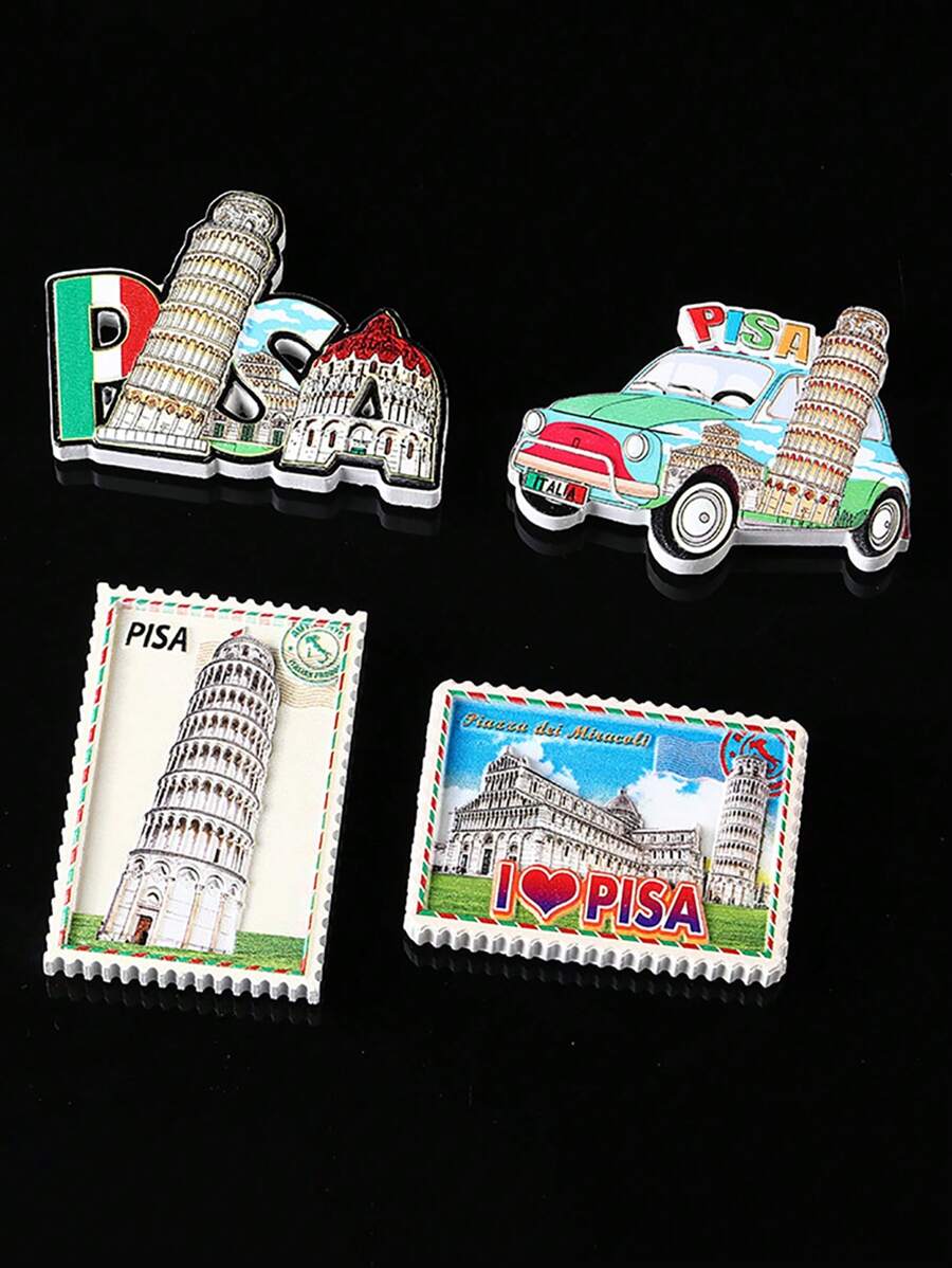 1pc 3D City Landscape Embossed Magnetic Fridge Sticker, Creative 3D Italy Travel Souvenir Magnetic Sticker, Creative Gift Souvenir Home Decor Craft Festival Gift Magnet - Multicolor - View 1