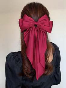 1pc Latest Fashion White Bow Spring Hair Clips Elegant Hair Accessories Joker Hair Clips In Daily Life Cute Halloween Valentine's Day - White - View 8