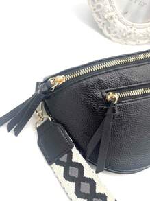 Women's Casual Waist Bag, Retro Waist Bag, Outdoor Multi-Pocket Travel Chest Bag - Black - View 2