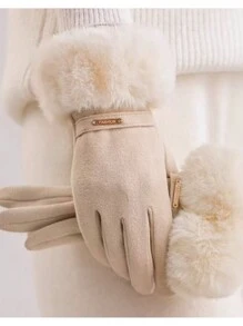 1 par de guantes de dedo completo de poliéster de unicolor, elegante y casual, adecuados para salidas, festivales y fiestas en otoño e invierno