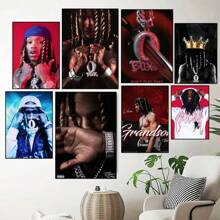 1 pezzo di poster e quadro d'arte da parete, senza cornice, con stampa e dipinto famoso di rapper, adatto per camere da letto e soggiorni di stile pop - Multicolore - Visualizzare 3