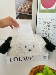 Cartoon Plush Puppy Tissue Box, Living Room Tabletop Decor, Bedroom Decor Accessory, Bathroom Tissue Box Decor (The Actual Product May Have Minor Defects As Shown In The Image.)