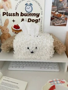 Cartoon Plush Puppy Tissue Box, Living Room Tabletop Decor, Bedroom Decor Accessory, Bathroom Tissue Box Decor (The Actual Product May Have Minor Defects As Shown In The Image.)