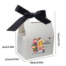10pcs EID Mubarak Cardboard Treat Gift Boxes For Islam Eid Mubarak Candy Box Goody Gifts Boxes Crafting Cookie Boxes