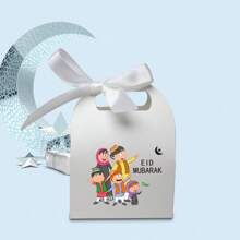 10pcs EID Mubarak Cardboard Treat Gift Boxes For Islam Eid Mubarak Candy Box Goody Gifts Boxes Crafting Cookie Boxes