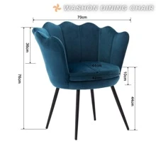 WAHSON OFFICE CHAIRS 1PC Wahson Velvet Armchair Armchair With Gold Legs, Comfortable Bedroom Armchair Relax Chair For Living Room/Bedroom - 水鴨藍 - 查看 3