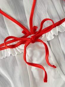 2 件白色女士性感内衣紧身衣万圣节调皮女仆护士角色扮演服装内衣夜总会 - 白色 - 查看 2