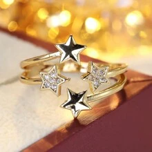 1 pièce Bague ouverte minimaliste délicate en forme d'étoile à cinq branches, convenant pour un port quotidien, s'adapte au doigt index