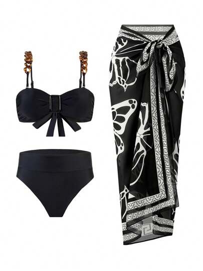 3pcs/Set 2025 New Style Bikini Swimwear, Flattering, Fashion, Swim Suits For Women, Swim Cover Up, Swimwear Women, Split Swimwear, Beach Wear Summer