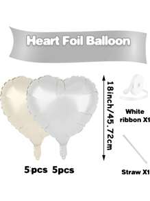 10pcs/Set 18inch Heart Shaped Foil Balloon In Gold, White, Red, Pink, Blue, Cream, Light Gold, Black - Perfect For Birthday Party, Wedding, Valentine's Day, Anniversary, Bridal Shower, New Year Party Decoration, Room Decor, Photo Props - Multicolor - View 14