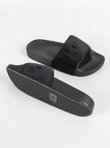 roulvxiang New Bestselling Women's Casual Home/Outdoor Slippers, Beach Sandals Suitable For Water, Black Rhinestone Glitter Platform Thick Sole Ladies Slide Sandals