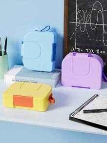 صندوق غداء بينتو مع شوربة حرارية سعة 9 أونصة، حاويات طعام غداء مانعة للتسرب مع 3 حجرات، وعاء طعام ساخن معزول حراريًا للمدرسة والمكتب والسفر والنزهات - الأزرق - مشاهدة 6