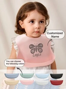 1 件定制 3 岁以上防水、防尘、可调节且易于清洁的硅胶围兜婴儿洗澡家庭装饰礼物冬夜礼物返校冬季礼物创意男孩女孩情人节 - 綠色 - 查看 1