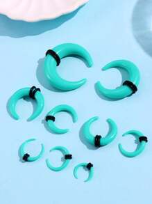 Bộ 9 khuyên xỏ khuyên tai hình chữ U bằng Acrylic nhiều màu sắc lấp lánh phong cách Punk Rock Hip-Hop, kiểu sừng bò, dụng cụ xỏ khuyên, phụ kiện xỏ khuyên trang sức cơ thể Unisex, thích hợp cho lễ hội và tiệc tùng - Nhiều màu - Xem 14