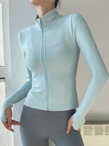 Women's Professional Seamless Zipper Jacket, Tight-Fitting Activewear For Running, Gym, Yoga