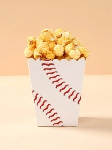 10 piezas Caja de papel con estilo de béisbol para palomitas de maíz, caja contenedora de alimentos, suministros de decoración para fiestas de cumpleaños, día de San Valentín, eventos deportivos y noches de cine familiar con tema de competencia deportiva