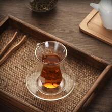 Set de 3 piezas de taza de té roja turca, taza de vidrio de 150ml con platillo y cuchara, taza de té roja transparente de doble capa, taza de té para uso doméstico - transparente - Ver 11