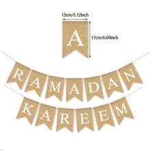 1pc Ramadan Mubarak Burlap Banner - Ramadan Mubarak Decor - Rustic Style Ramadan Mubarak Bunting Flag Banner For Mantle Fireplace - Ramadan Party Decorations - Multicolor - View 13