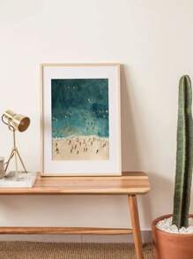 1幅迷人的海洋游泳帆布画 - 无框海滩小屋装饰画，简约的客厅和卧室墙面装饰画 - 彩色 - 查看 5