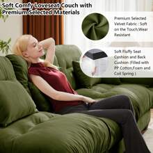 Oversized Modular Sectional Sofa, 130 Inch U Shaped Couch Set For Living Room, 3-Seater Comfy Velvet Cloud Couches With Movable Ottoman, Round Bolster Armrest - Green+2 Ottomans - View 4