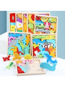 Encaixe Divertido Quebra Cabeça 3D MDF Brinquedo Educativo Animais Numero Montessori Colorido Formas - RF8 (Numeros) - Visão 4