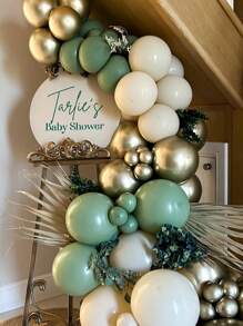 110 Stück, Set mit Ballongirlande in Salbeigrün, beige und goldene Ballons für Hochzeit, Geburtstag, Innenraum, Taufe, Dekoration, Hochzeitsdekoration, Partydekoration, Jahrestags-Dekoration, Bridal-Shower-Dekoration