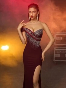 AOSHABABI 女式前开衩无袖露背拉链迷你尾裙（缀饰），适合所有正式场合、音乐节、联欢晚会、婚礼宾客、节日派对、毕业舞会、鸡尾酒会、约会、节日和伴娘礼服、派对礼服、礼服、晚会